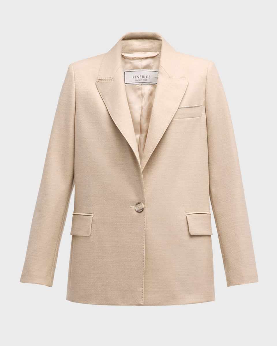 Single-Button Pick Stitch Blazer